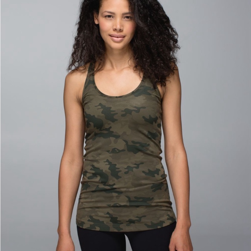 Lululemon Cool Racerback Savasana Camo 20cm Fatigue Green Size 2